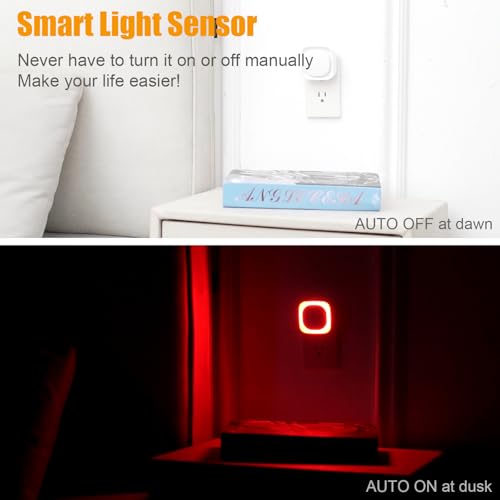 2 Pack Red Night Light Plug into Wall, Dim Glow for Sleep, Eye-Care | Dimmable Reflected Light, Dusk to Dawn Sensor, Plug-in LED Nightlight for Adults, Kids, Nursery, Bedroom, Bathroom, Toilet - color: Red