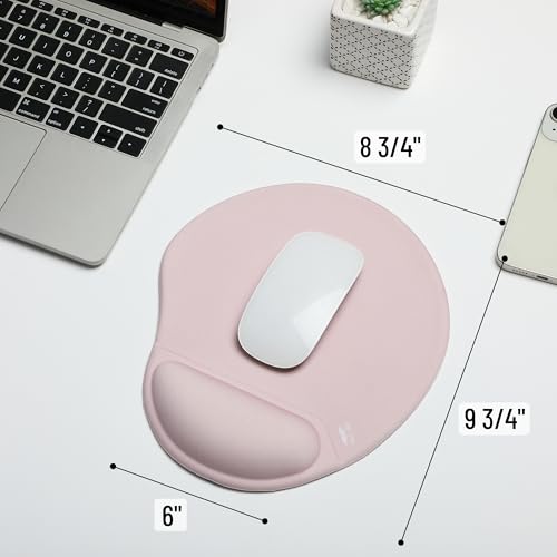 Mr. Pen- Ergonomic Mouse Pad with Wrist Rest | Blush Pink Breathable Fabric with Memory Foam Cushion, Non-Slip Rubber Base, Gel Mouse Pad with Wrist Support - color: Blush Pink