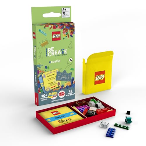 LEGO Recreate Activity Cards – Castle | Fantasy Building Game with 30+ Activity Cards & 25 LEGO Elements | Ages 6+ - style: Castle