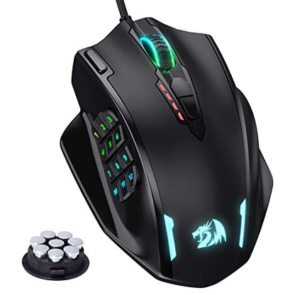 Redragon M908 Wired MMO RGB Gaming Mouse 12400 DPI Remapping Keys | Stable Lag-Free Connection, Redefine Keybinding Macro, Vibing Backlight, Ergonomic Grip Body Comfort - color: Black, style: Wired M908