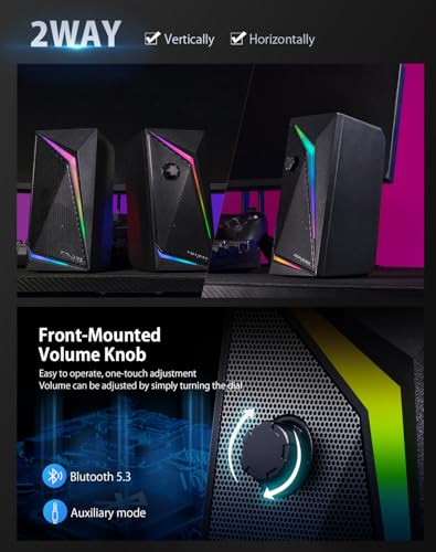 GTPLAYER Computer Speakers, RGB Gaming Speakers & Bluetooth USB Adapter for Desktop PC Laptop Monitor Tablets and GT Family Music Gaming Chair, Including 3.5mm AUX Cable