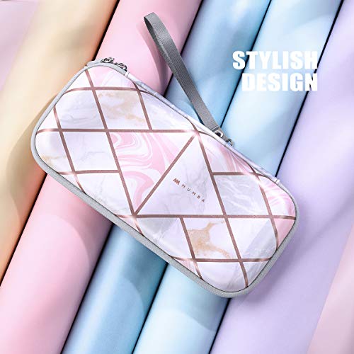 Mumba Carrying Case for for Nintendo Switch OLED & Nintendo Switch, Deluxe Ulta Slim Hard Shell Travel - holds 10 Game Cartridges -Pink Marble - color: Pink Marble