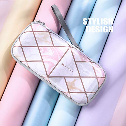 Mumba Carrying Case for for Nintendo Switch OLED & Nintendo Switch, Deluxe Ulta Slim Hard Shell Travel - holds 10 Game Cartridges -Pink Marble - color: Pink Marble