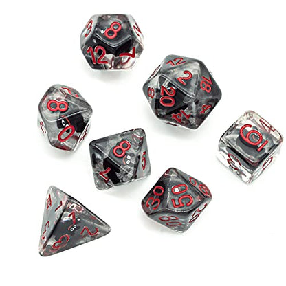 Cusdie 7-Die Dice DND, Polyhedral Dice Set Filled with Animal, for Halloween Role Playing Game D&D Dice(Bat) - color: Black Bat