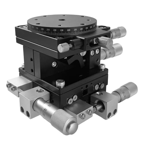 LT60-LM Precision XYZR 4 Axis Manual Linear Positioning Stage | Premium Aluminum Body with 29.4N Load Capacity and Cross Roller Guide Plus 60x60mm Table Size 360 Degree R Axis Tuning