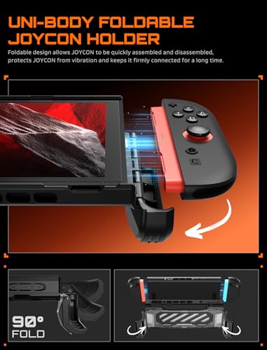 SUPCASE Dockable Case for Nintendo Switch 2, [Foldable Aluminum Alloy Stand] [Military-Grade Protection] [Exclusive Hinge Joy Con Quick Release] Case Shell Accessories Compatible with Switch 2, Black