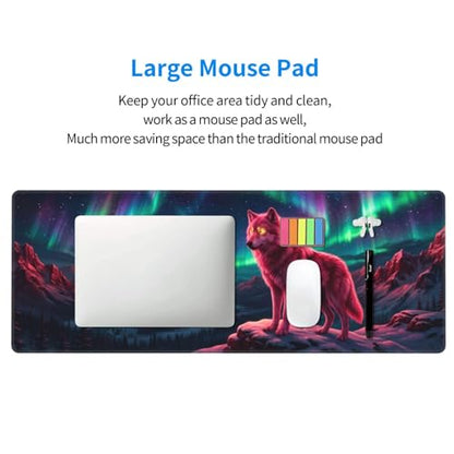 Wolf Gaming Mouse Pad XL - 31.5x11.8 in Large Extended Desk Mat, Galaxy Night Sky Design, Non-Slip Rubber Base, Stitched Edges for Office & Game - color: 2