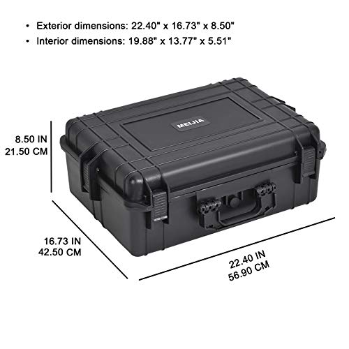 MEIJIA Portable Waterproof Protective Hard Case, Camera Case with Customizable Fit Foam Inserted,Fit Use of Drones,Camera,Equipments, Elegant Black (22.4"X16.73"X8.46") - size: 22.4"X16.73"X8.46"