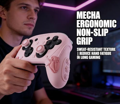 Steelheart Mecha Controller Cover, Non-Slip Soft Silicone Skin for Nintendo Switch 2 Pro, with Thumb Grips (Blush Pink) - color: Blush Pink