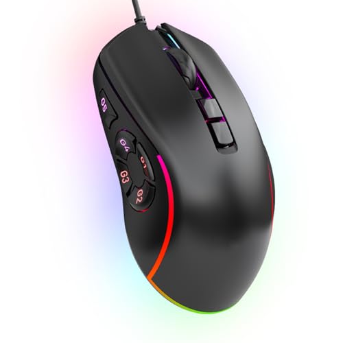 Zyyini RGB Gaming Mouse, 6 Adjustable 800-12800 DPI Wired Macro Mouse, 10 Programmable Buttons, 14 Lighting Effects, for PC Computer Game Office