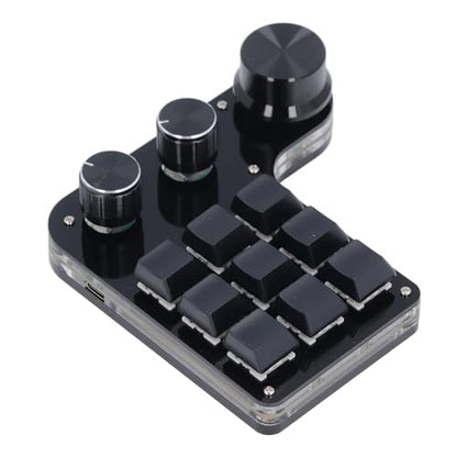 USB Macro Mechanical Gaming Keypad with 9 Programmable Keys, 3 Knobs, Red Switches, RGB LED Backlight & Onboard Storage – Compatible with PC