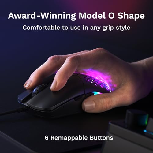 GLORIOUS Model O Eternal Ultralight RGB Gaming Mouse - Wired - 55g Lightweight - Customizable RGB Lighting - 6 Programmable Buttons - Symmetrical Design - 12K DPI Optical Sensor - PC/Mac - Black - color: Matte Black, style: Model O Eternal (Ambidextrous)