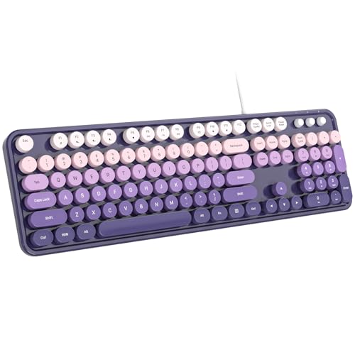 Dilter Wired Keyboard, Full-Sized Typewriter Keyboards, USB Plug and Play Office Keyboard with Number Pad, Caps Indicators, Foldable Stands for Windows, PC, Laptop, Desktop (Purple) - color: Purple Gradient