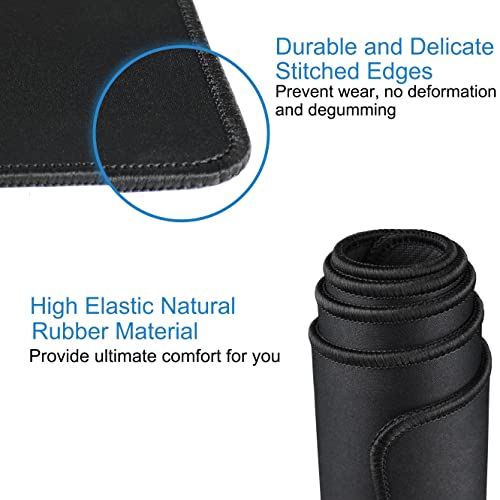 Mouse Pad Gaming, Extra Large Mousepad with Stitched Edges, Premium Microfiber Cloth Surface, Waterproof Non-Slip Base Keyboard Big Desk Mat for Home Office Gaming, 31.5 x 11.8 in, Black - color: Black, size: 31.5L x 11.8W inches