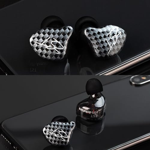YINYOO KZ-ZST Hybrid Banlance Armature with Dynamic in-Ear Earphone 1BA+1DD HiFi Headset Wired Earbuds IEM Headphones Gaming Earbuds (Black-zst Without Microphone) - color: black zst no mic, size: No mic, style: without mic