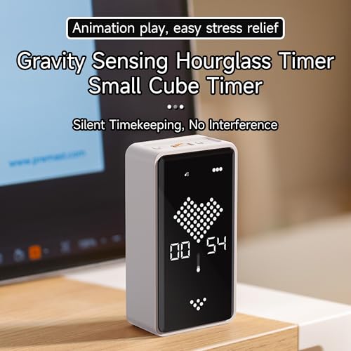 Visual Timer, Rechargeable Digital Hourglass Timer with LED Display | Large display, magnetic back and adjustable volume for classroom, kitchen, fitness, study and kids learning - color: Black
