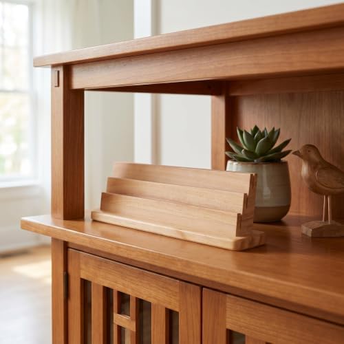 Cabilock Wooden Playing Cards Holder Tray for Adults and Space-Saving Card Organizer with Stable Natural Wood Grain Design for Living Rooms and Game Rooms