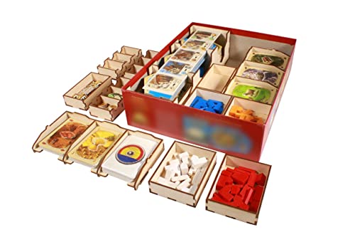 The Broken Token Game Organizer Compatible with Catan Base Game - Wooden Game Organizing Box with Multiple Trays - style: Standard Edition