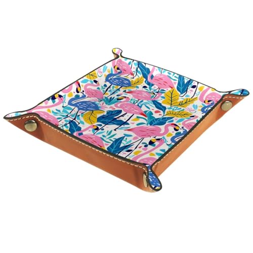 Flamingos and Leaves Dice Tray Dice Rolling Tray Folding Dice Holder for Dice Games, Like RPG, DND and Other Table Games - color: Multi 2