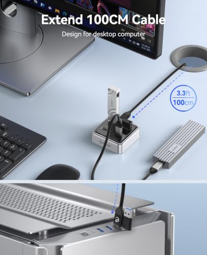 ORICO 10Gbps USB C Hub, 4-Port Zinc Alloy USB 3.2 Splitter with 2 USB-A & 2 USB-C Ports, High-Speed Data Extender for Laptops, PCs, Desktops, and More (3.28Ft) - size: 3.28Ft