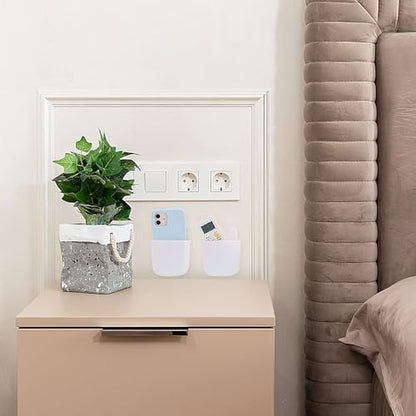 Tecbeauty 8 Pcs Remote Control Holder Self Adhesive Wall mounted Storage Box Phone Charging Pen Holder Organizer for Home Office School - style: 8pcs small remote control holder