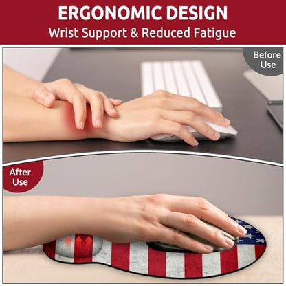 KONVINIT Ergonomic Mouse Pad with Wrist Rest, Small Mousepad with Non-Slip Rubber Base and Smooth Surface, Beach Mouse Pads for Desk, Office Desk Accessories - color: Flag