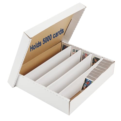 CROSSDESIGN Graded Card Storage Box Sport Trading Card Corrugated Cardboard | Holder Container Holds 5000 Count(White Corrugated Paper) - size: 1 Pack | 5 floors