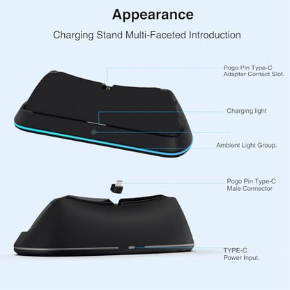 Dpofirs PS Portal Charging Stand with RGB Light | Fast 3.5H Charging Dock Station for Handheld Console, ABS, DC5V 2A Input, Black (Black)