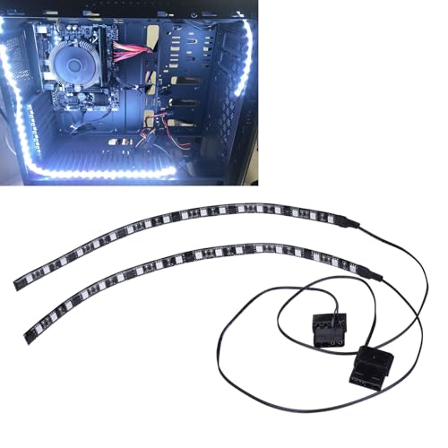 DS PC LED Light Strip Computer Lighting White with Magnetic Back, Molex Connector, 2pack LED Strip for PC Case Lighting Kit (30cm,18leds,S Series，White) - color: White