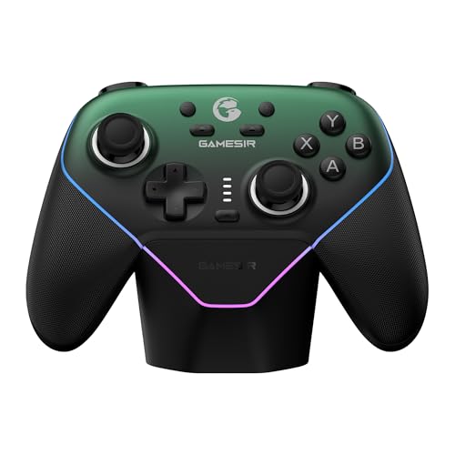 GameSir Super Nova Wireless Gaming Controller for PC/Switch/iOS/Android, Hall Effect Stick & Trigger, RGB Lighting, Swappable ABXY, Detachable Faceplate, 1000mAh with Charging Dock - Green - color: Green