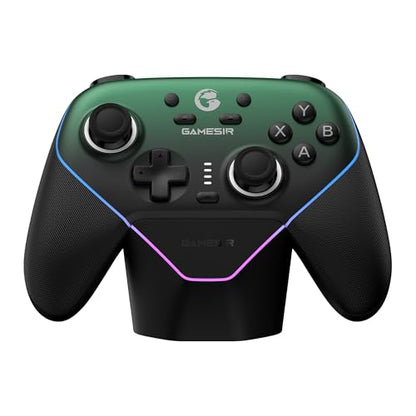 GameSir Super Nova Wireless Gaming Controller for PC/Switch/iOS/Android, Hall Effect Stick & Trigger, RGB Lighting, Swappable ABXY, Detachable Faceplate, 1000mAh with Charging Dock - Green - color: Green