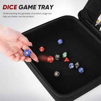 Card Deck Box with Portable Case,DnD RPG Organizer box Comes with 8 deck boxs, 4 model storage, and 4 dice storage (BLACK)
