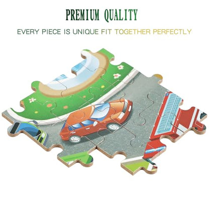 Jigsaw Puzzle Suitable for Children Aged 6-8. for Children Aged 8-10 - City Scenery 200-piece Jigsaw Puzzle. an Educational Toy Suitable for Boys and Girls, a Learning aid. - color: Traffic