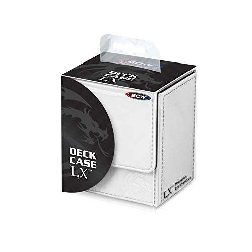 BCW Deck Case LX | Holds 80 Sleeved Gaming Cards | White Leatherette with White Stitching | Magnetic Closure | Durable Card Storage for Magic, Pokémon, Star Wars, and More - color: White, size: 8.89 x 11.18 x 8.64 cm