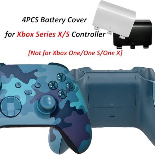 4 Pcs Battery Back Cover for Xbox Series X/S Controller[NOT for Xbox One & One X/S],Battery Back Shell Covers,Replacement Battery Door Shell Repair Part Compatible with Xbox Series S/X(Black&White) - color: 2 Black+2 White