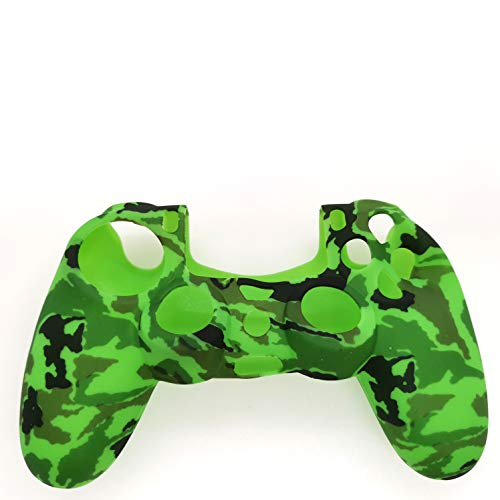 Silicone Skin Cover for Ps4 Controller (1pc Anti-Slip Case, 1 Pair L2 R2 Trigger Extender, 4pcs Thumb Grips,4pcs LED Light Bar Decal) Protector for DualShock PS4/ Slim/Pro Controller (Green camouflag) - color: Green camouflag