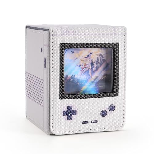 Venssu Retro Gaming Console Appearance Deck Box for MTG Commander (White) | Holds 120 Single/100 Double-Sleeved Cards, Fit MTG/PTCG/OPTCG Cards, Strong Magnet, PU Leather, With 2 Dividers - color: White