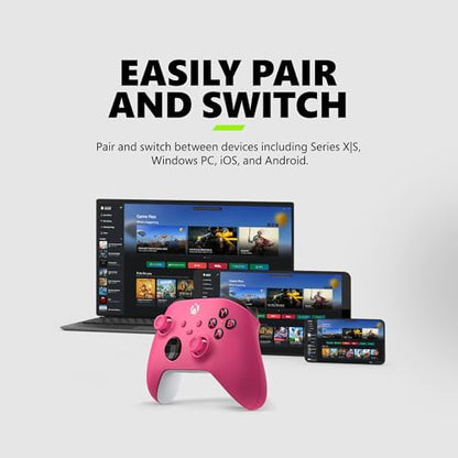 Xbox Wireless Gaming Controller (2025) – Deep Pink – Play on, Windows, Android, iOS, FireTV Sticks, Smart TVs, VR Headsets (Renewed)