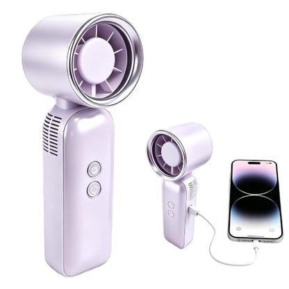 Mini Handheld Turbo Fan with Freeze-Cool Handle, 35ft/s High-Speed Airflow, 12H Battery, USB-C Rechargeable, 2-in-1 Handheld/Desk Portable Fan for Travel Cruise Disney (Pueple) - color: Pueple