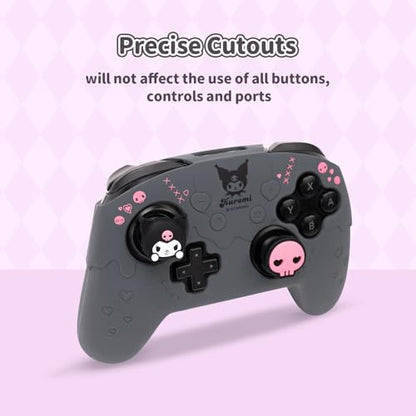 Kuitmor Silicone Switch Pro Controller Cover Skin Set, Anti-Slip Soft Protective Case for Switch Pro Controller with 2 Thumb Grip Caps and 1 Sticker (Black Kuromi) - color: Black Kuromi