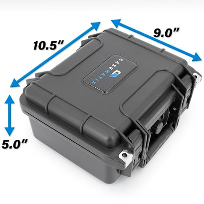 CASEMATIX 11" Waterproof Hard Case with Customizable Foam for Portable Electronics, Tools and Accessories - Hard Shell Small Plastic Case with Pre-Diced Travel Case Foam Interior - size: 11"