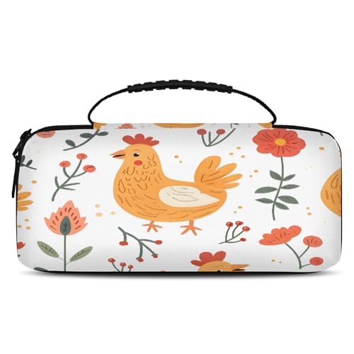 Adornori Farmhouse Rooster Chickens Carry Case Compatible with Nintendo Switch 2, with 20 Games Cartridges, Portable Travel Carrying Case Pouch for Accessories & Game Cards - color: Multicolor 2