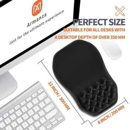 Ergonomic Slope Mouse Pad Wrist Support, Wrist Rest Mousepad for Carpal Tunnel Pain Relief with Massage Bulge and Slow Rebound Memory Foam (12x8 inch, Black) - color: Am001-black