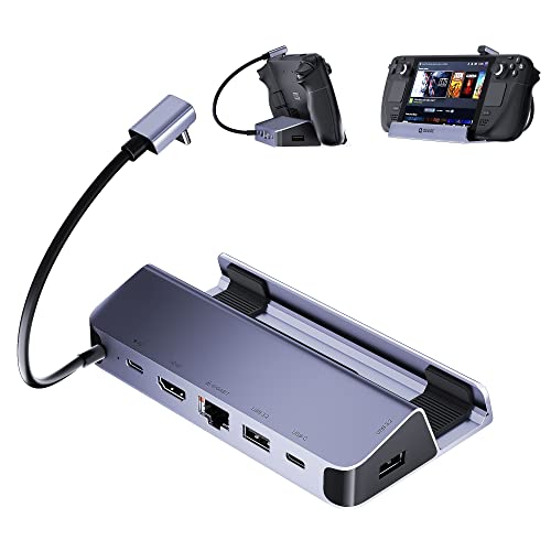 QUUGE Steam Deck Dock, 6 in 1 Valve Steam Deck Docking Staion with 2*USB-A & USB-C 5Gbps, HDMI 2.0 4K60Hz Output, 1000M Ethernet Gigabit, 100W Charging, Steam Deck Accessorie