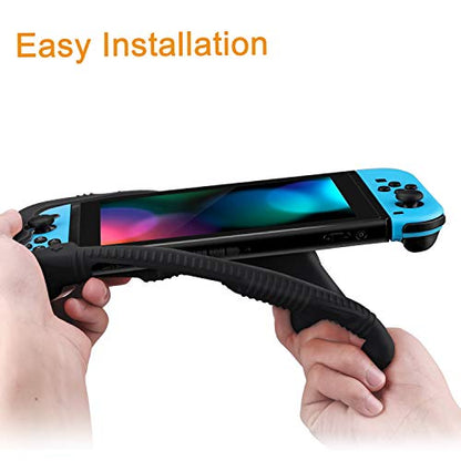 FINTIE Soft Silicone Protective Case Compatible with Nintendo Switch 2017 | Ergonomic Grip Design, Kickstand Compatible, Anti-Slip, Anti-Scratch & Shock-Absorption Grip Case for Switch 6.2-inch, Black - color: Black