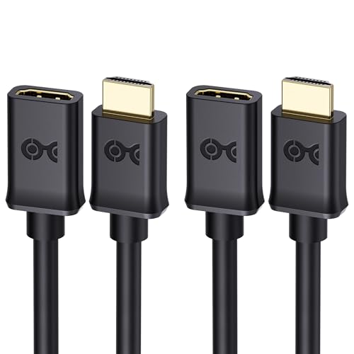 Cable Matters 2-Pack 4K High Speed HDMI Extension Cable, M-F, 6ft | 4K@60Hz, Male to Female, HDMI Extender Cable, with Ethernet, 3D and 4K Resolution Ready - size: 6 Feet
