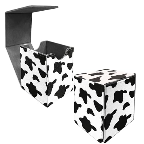 Card Deck Box Trading Cards with Strong Magnet Black White Cow Print Theme Commander Deck Box Card Storage Box Magic Premium Card Storage Box Case Cover for TCG CCG Magic Cards - color: Black White Cow Print, size: B Card Deck Box