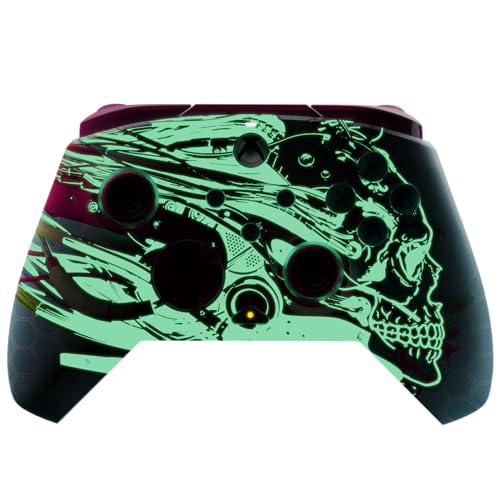 PDP Gaming REMATCH GLOW Enhanced Wired Gaming Controller: Licensed Glow in the Dark Gamepad for Xbox Series X|S, Xbox One, Windows PC, Mappable Back Buttons, Advanced Customizable App: Android Dreams - color: Android Dreams (Glow in the Dark), style: Cont