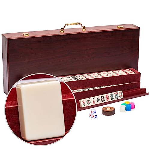 Yellow Mountain Imports American Mahjong Set – The Classic with 166 Tiles, Vintage Rosewood Veneer Case & Mahjong Accessories