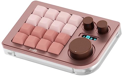 KEEBMONKEY Megalodon Triple Knob Macro Pad Programmable Designer Mini Keyboard 16 Keys (Pink) - color: Pink